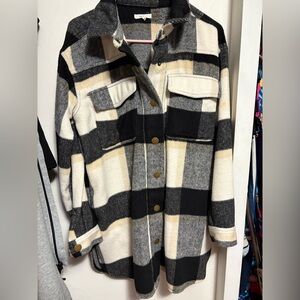 Maurices Black and Cream Plaid Jacket